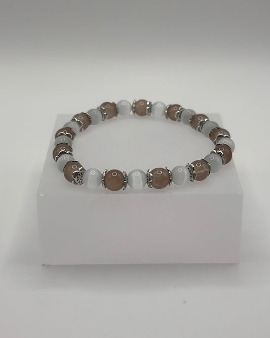 Elastic Bracelet brown/white creamy