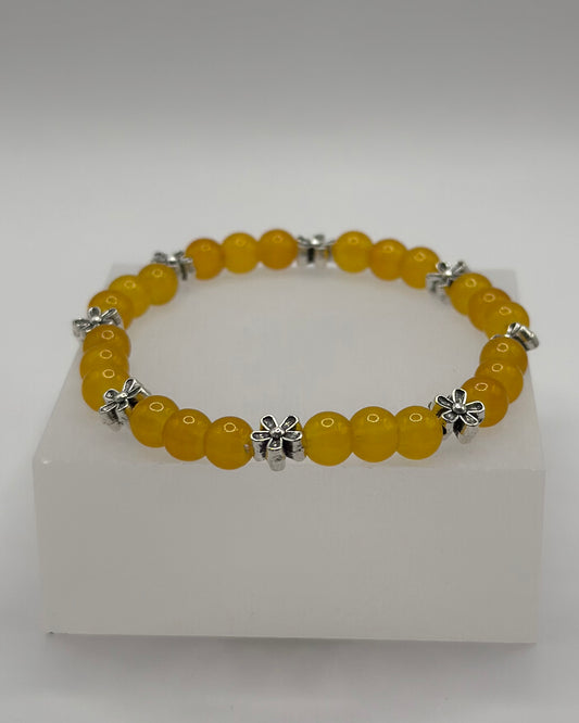 Elastic Bracelet Yellow/Flowers