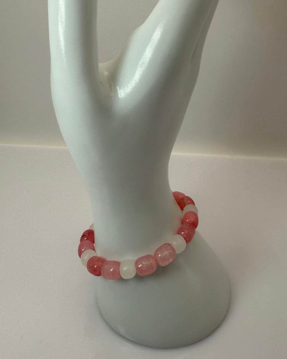Pink Beaded Elastic Bracelet