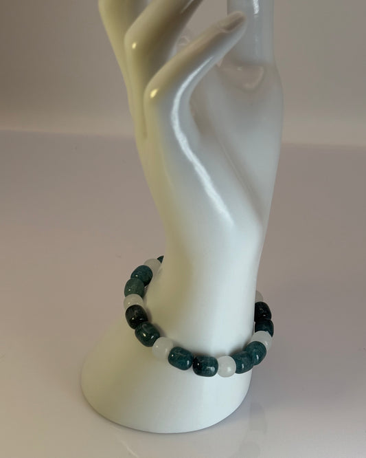 Blue Jade Beaded Elastic Bracelet