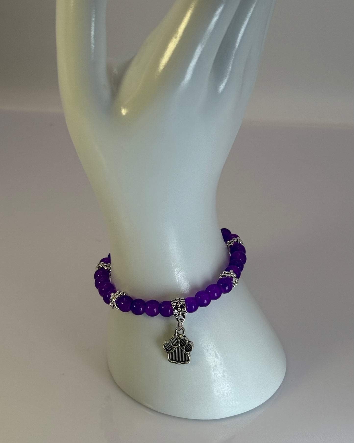 Elastic Bracelet with dog charm / silver / Chose your color