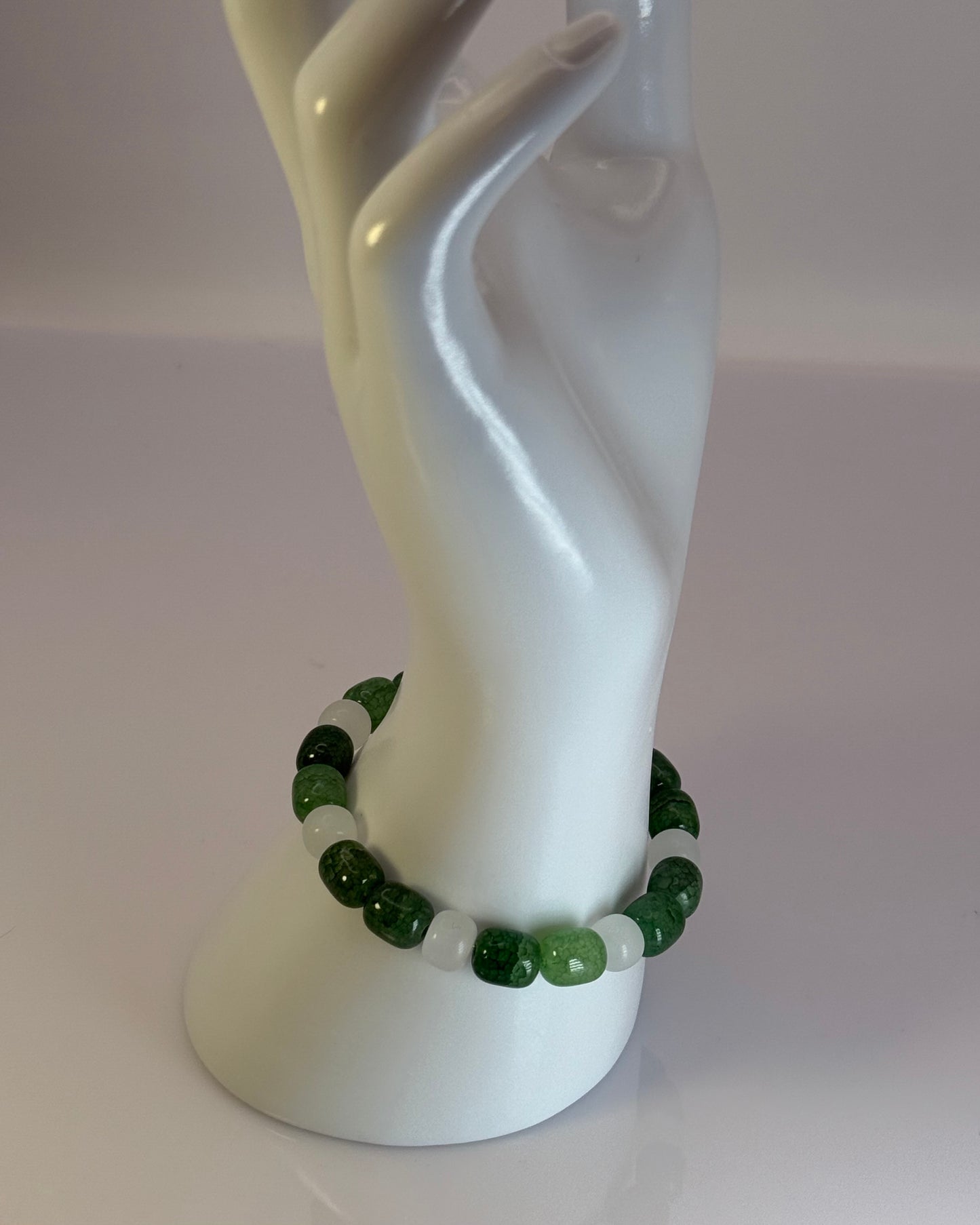 Green Jade Beaded Elastic Bracelet