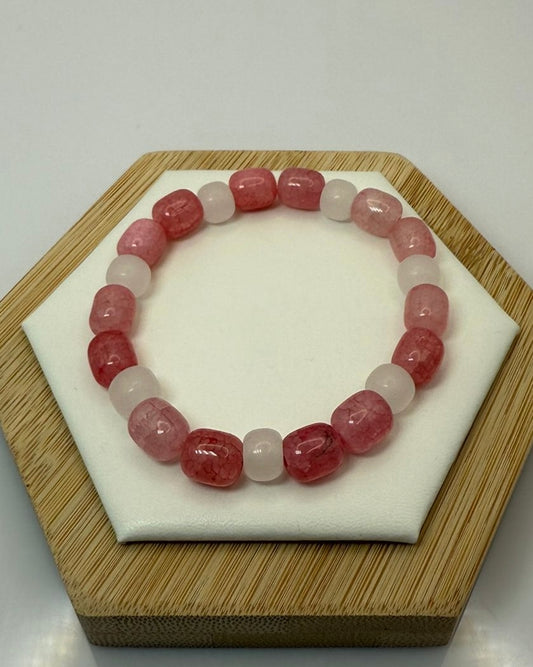 Pink Beaded Elastic Bracelet