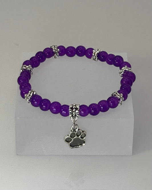 Elastic Bracelet with dog charm / silver / Chose your color