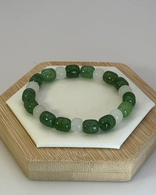 Green Jade Beaded Elastic Bracelet