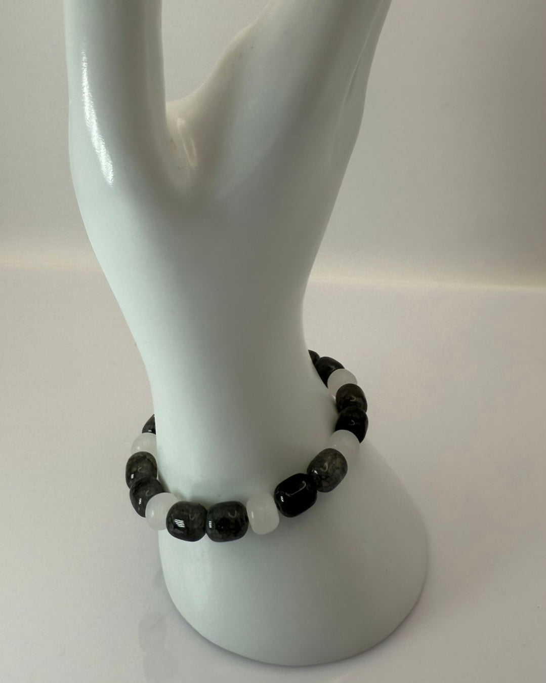 Black Beaded Elastic Bracelet
