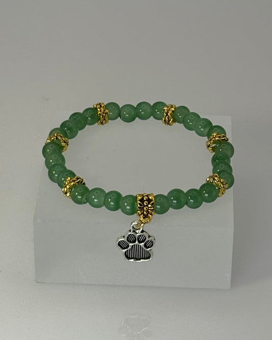 Elastic Bracelet with dog charm / gold / Chose your color