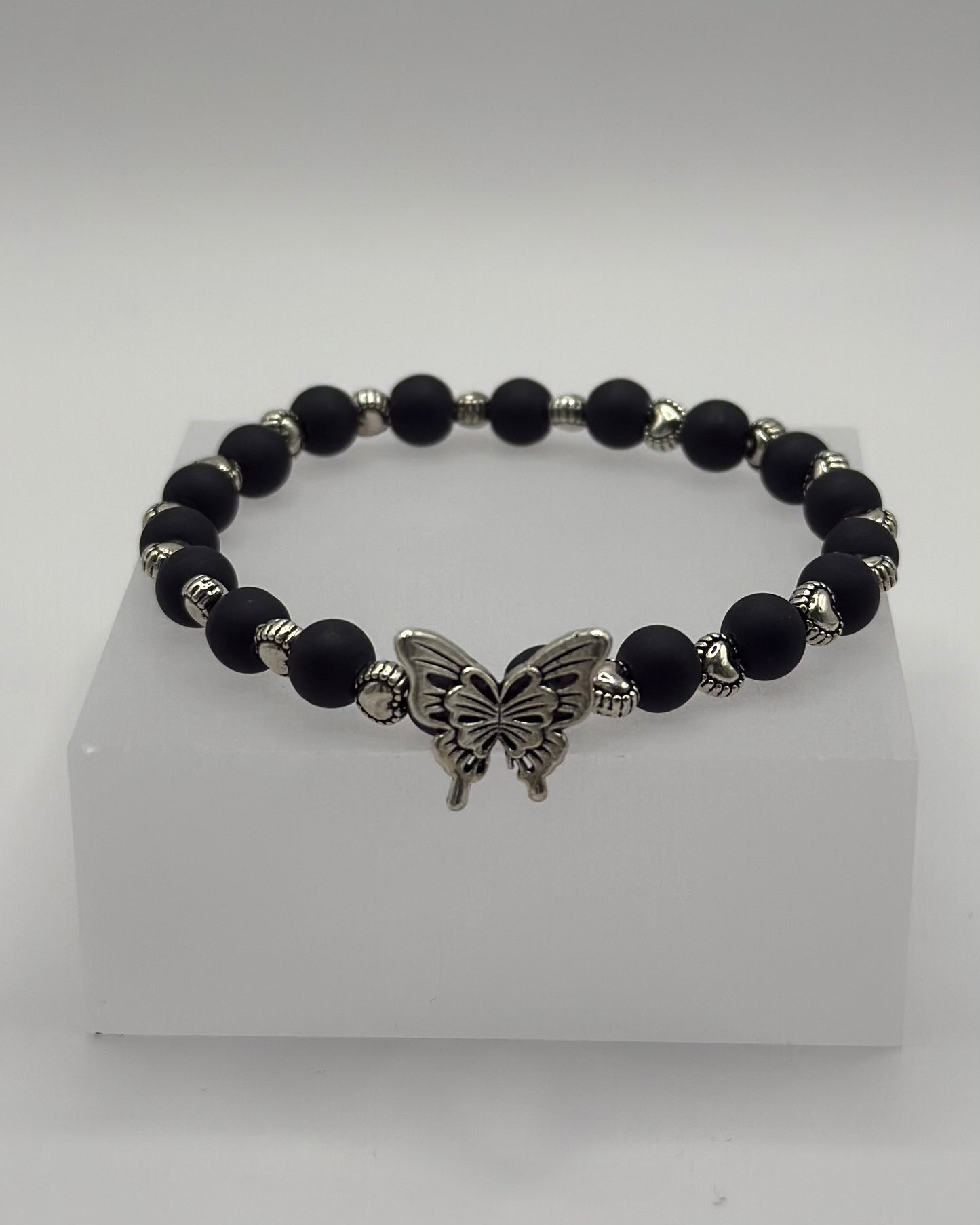 Elastic Bracelet matt black/butterfly
