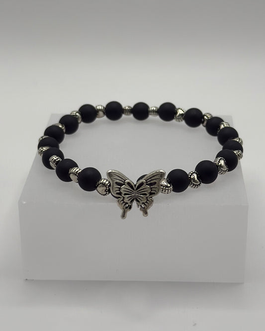 Elastic Bracelet matt black/butterfly