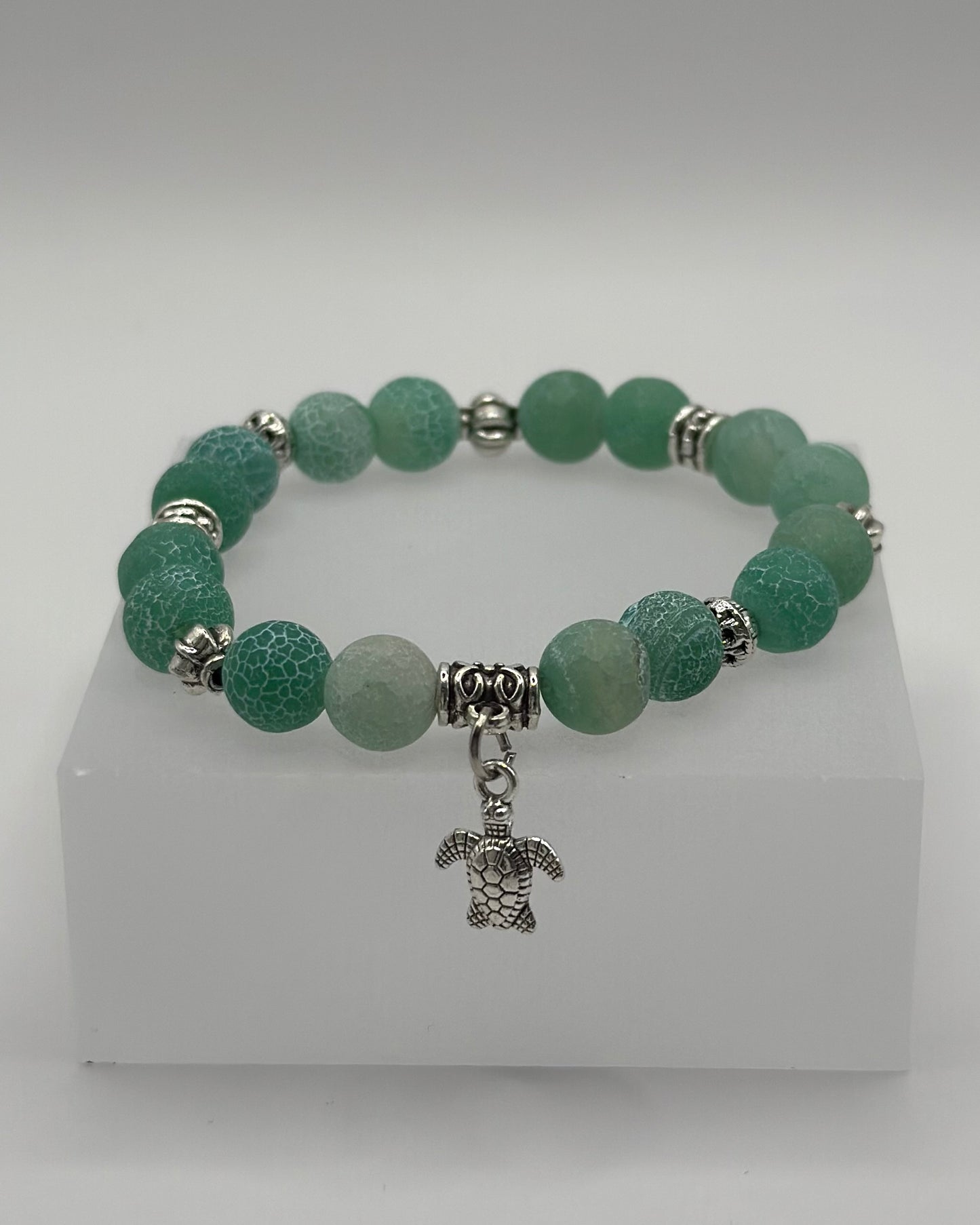 Elastic Bracelet crackled green/ turtle