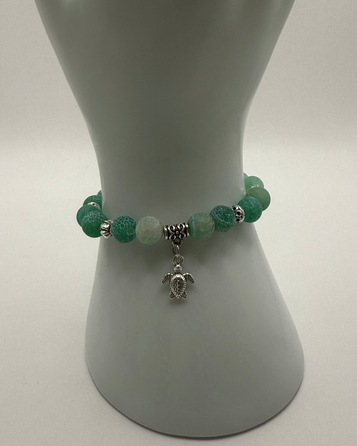 Elastic Bracelet crackled green/ turtle