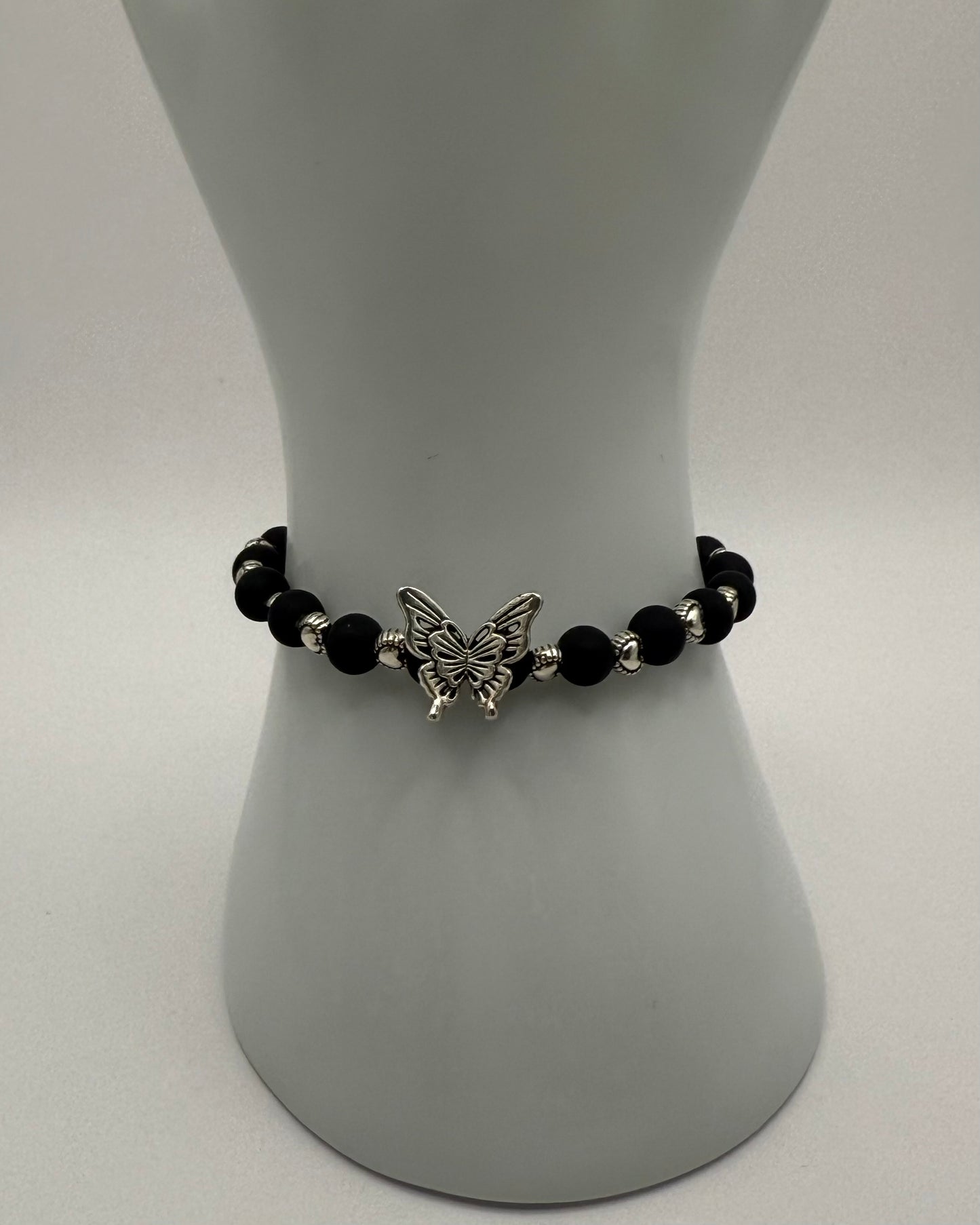 Elastic Bracelet matt black/butterfly