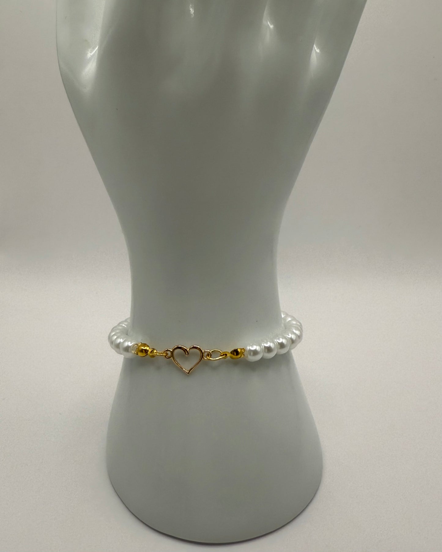 Elastic Bracelet white/gold heart